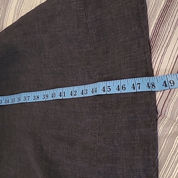 Women's Large Linen Navy Blue Sleeveless Tie-back Midi Maxi Dress Cottage Boho - Picture 14 of 15
